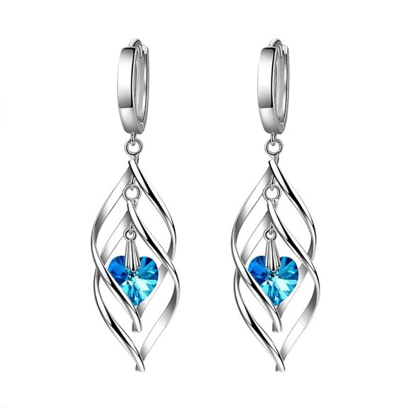 MyBead Emporium Jewelry - Silver earrings with Sapphire blue stones.